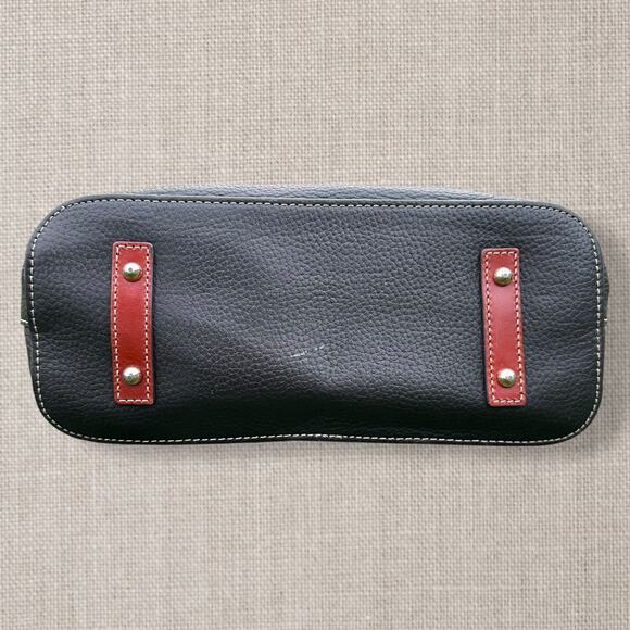 Vintage Dooney & Bourke Black Pebbled Leather Tote Bag with Red Trim - Picture 5 of 12